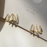Elegant Multi-Layer Hoop Earrings for Women | Korean Style Sparkling Ear Cuffs | Gold & Silver Finish